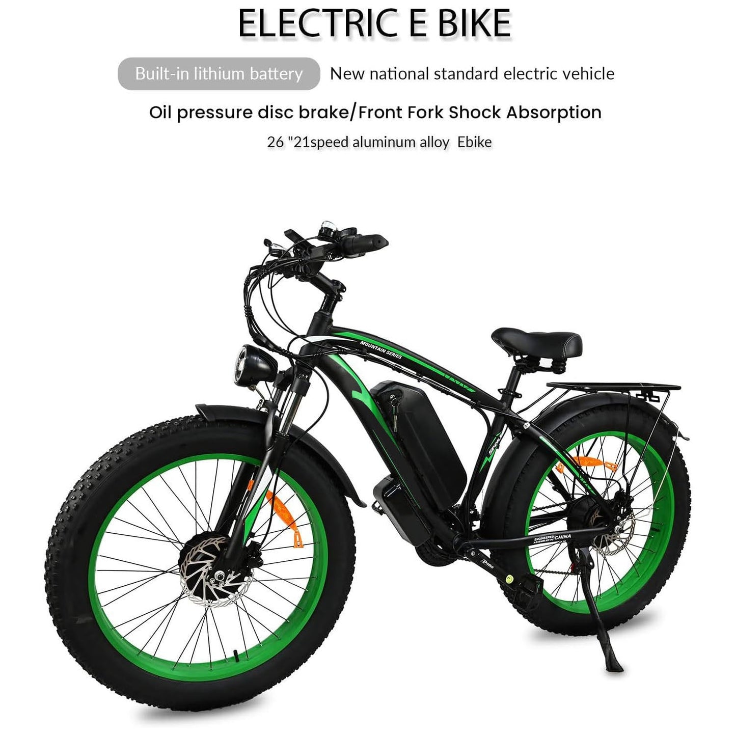 2000W Motor Electric Bike Adults - 31 MPH Electric Bike With 26 Inches Fat Tire 20AH Removable Battery, Hydraulic Disc Brake 21 Speed - Fat Bikes Direct